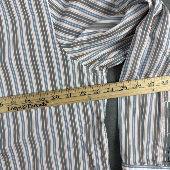 Hugo Boss Button Up Shirt Men's XL Gray Orange Stripe Regular Fit - Picture 8 of 12